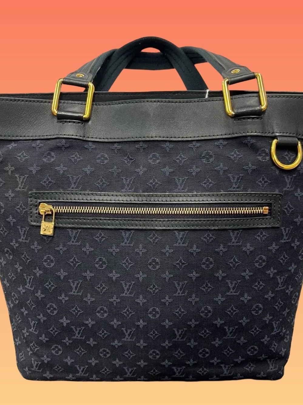 Louis Vuitton Navy Monogram Mini Lin Lucille GM Tote Bag